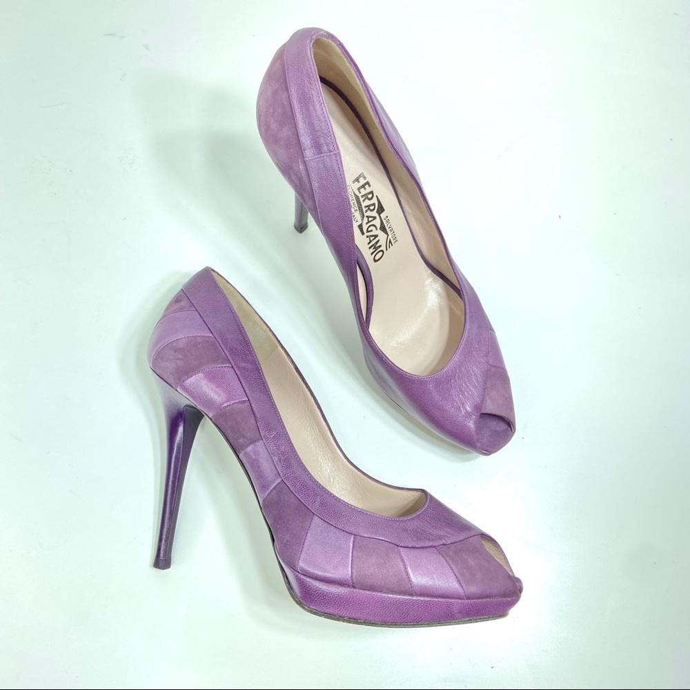 Salvatore Ferragamo_Felicia Leather Suede Heels 9B